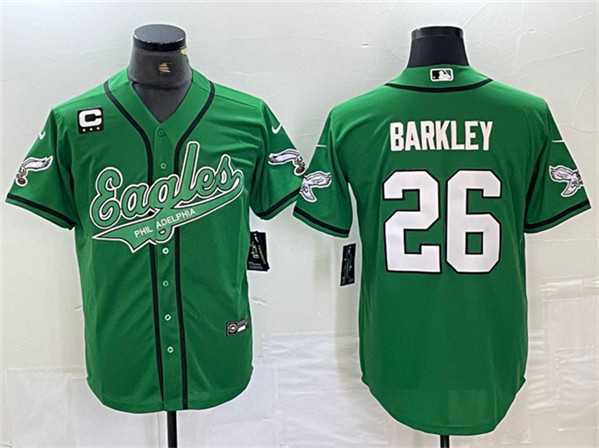 Men's Philadelphia Eagles #26 Saquon Barkley Green With 3-star C Patch Cool Base Baseball Stitched Jersey,We sell and wholesale Men's Philadelphia Eagles #26 Saquon Barkley Green With 3-star C Patch Cool Base Baseball Stitched Jersey on line form chian!